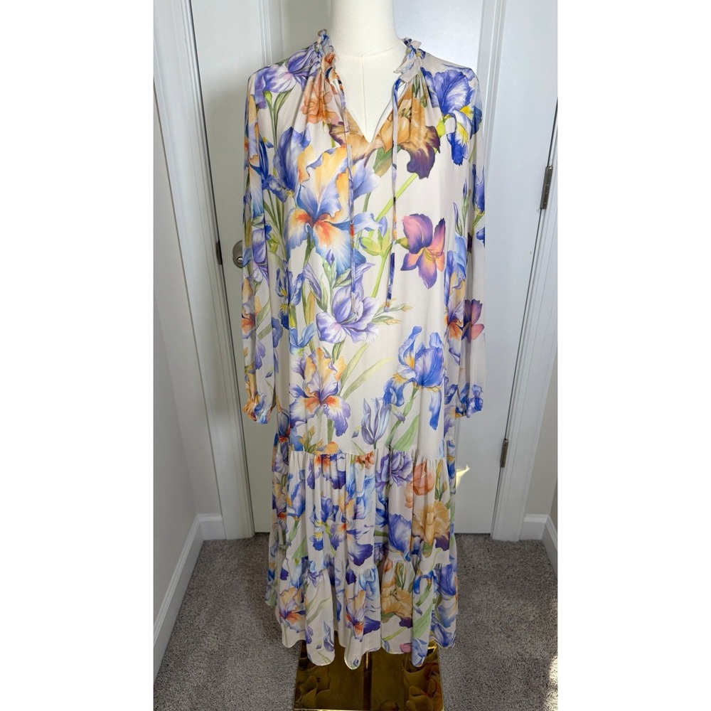 Pietro Brunelli Noemi Women's Chiffon Floral Ruffle Midi Maxi Dress XS Maternity